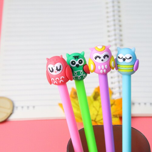 Cute Owl Gel Pen Creative Cartoon Animal Shape Water Pen Office Stationery Black Needle Signature Pen