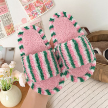 轻便时尚百搭儿童撞色款棉拖鞋2025秋冬新款男女童舒适居家保暖拖