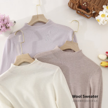 奢品  80支精纺亲肤全羊毛衫  典藏 长袖自由半高领针织衫女