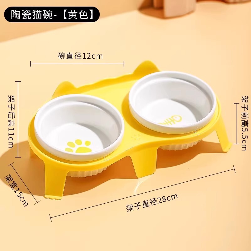 宠物食盆自动保护饮水颈椎打翻狗狗饭盆饭碗喝水双碗宠物|undefined