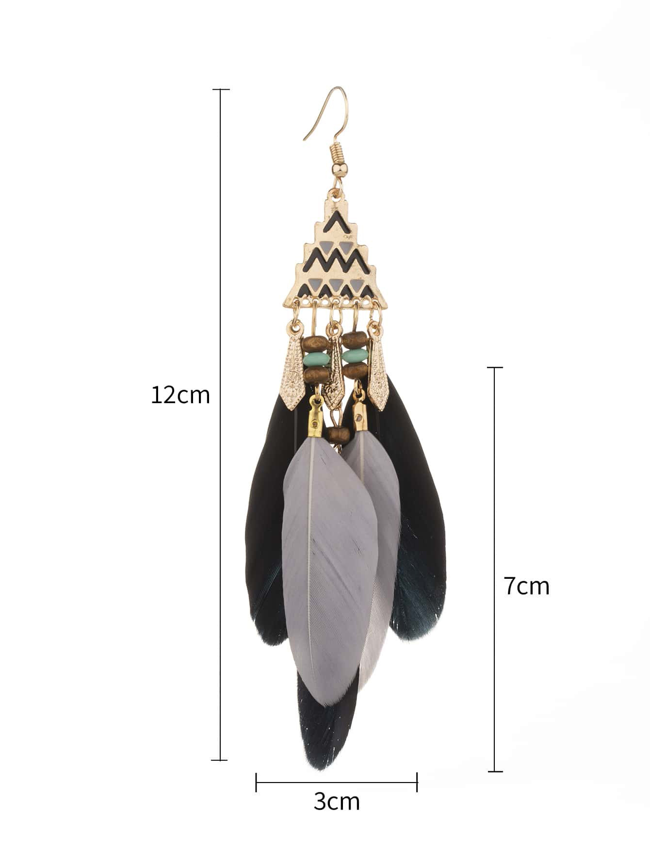 1 Pair Vintage Style Bohemian Geometric Color Block Plating Alloy Feather Ear Hook display picture 6