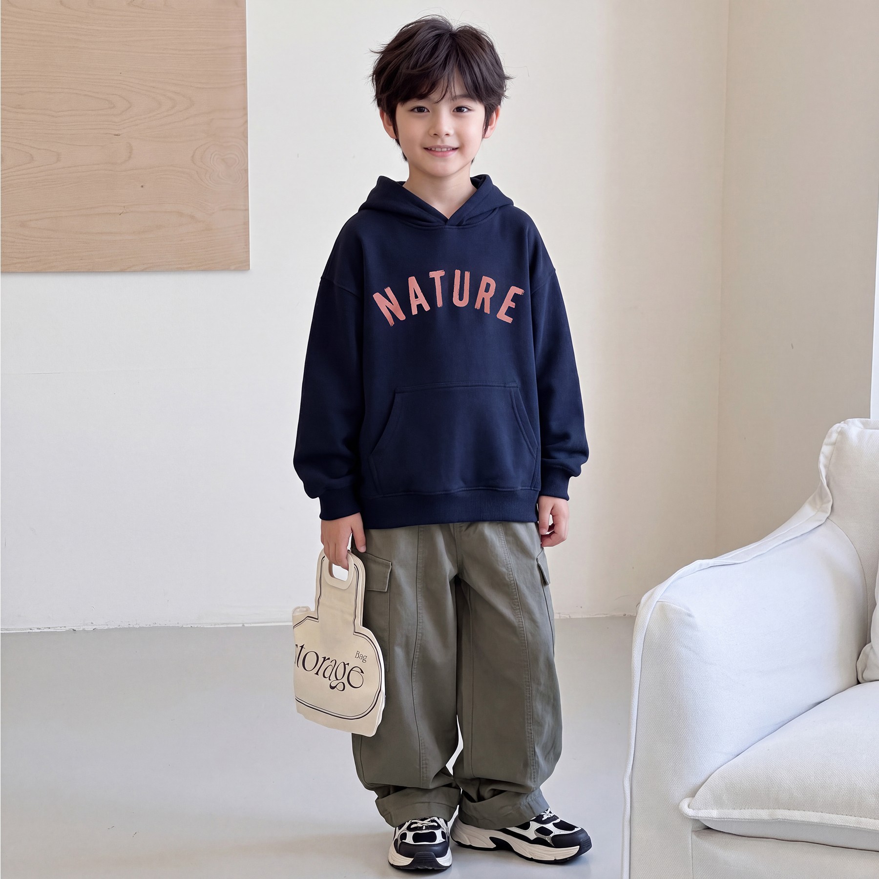 2026 Autumn New Style Children's American Retro Letter Print Loose-fitting Top for Boys and Big Kids Hoodie/Sweatshirt