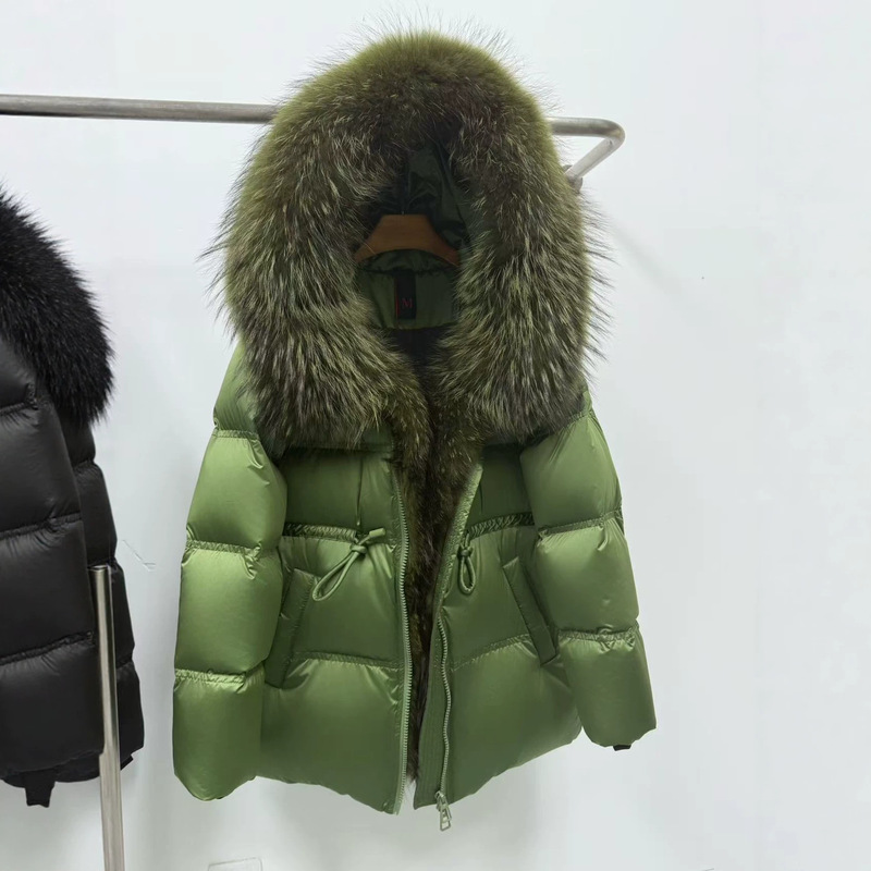 Goose down Jacket Cross-Border Hot-Selling New Winter Model with Natural Detachable Fox Fur, Women's Waist-Cinching Warm Coat Goose down Jacket Cross-Border Hot-Selling New Winter Model with Natural Detachable Fox Fur, Women's Waist-Cinching Warm Coat