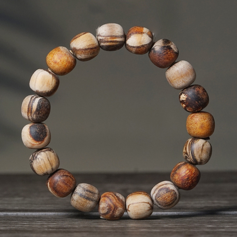 Agarwood Original Ecological Bracelet Buddhist Beads with Clear Fragrance, Old Material, Old Style Beads, Rosary Beads, High Polish, No Paint, No Wax