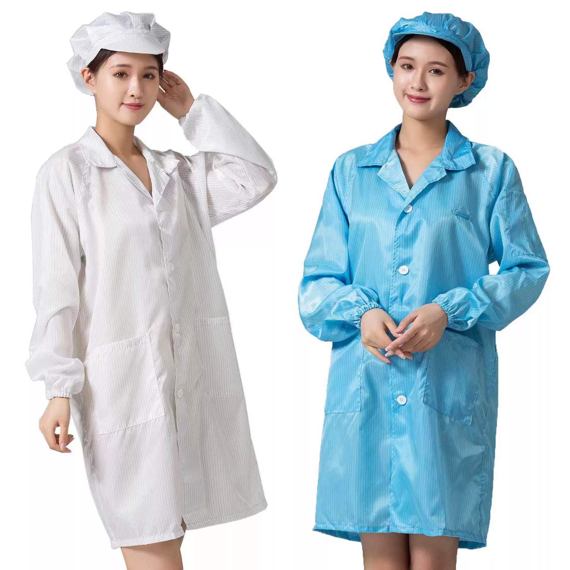 ✅ Антистатическая одежда, пальто, безпыльная спецодежда, длинный стиль, унисекс, белый, синий, чистый салон