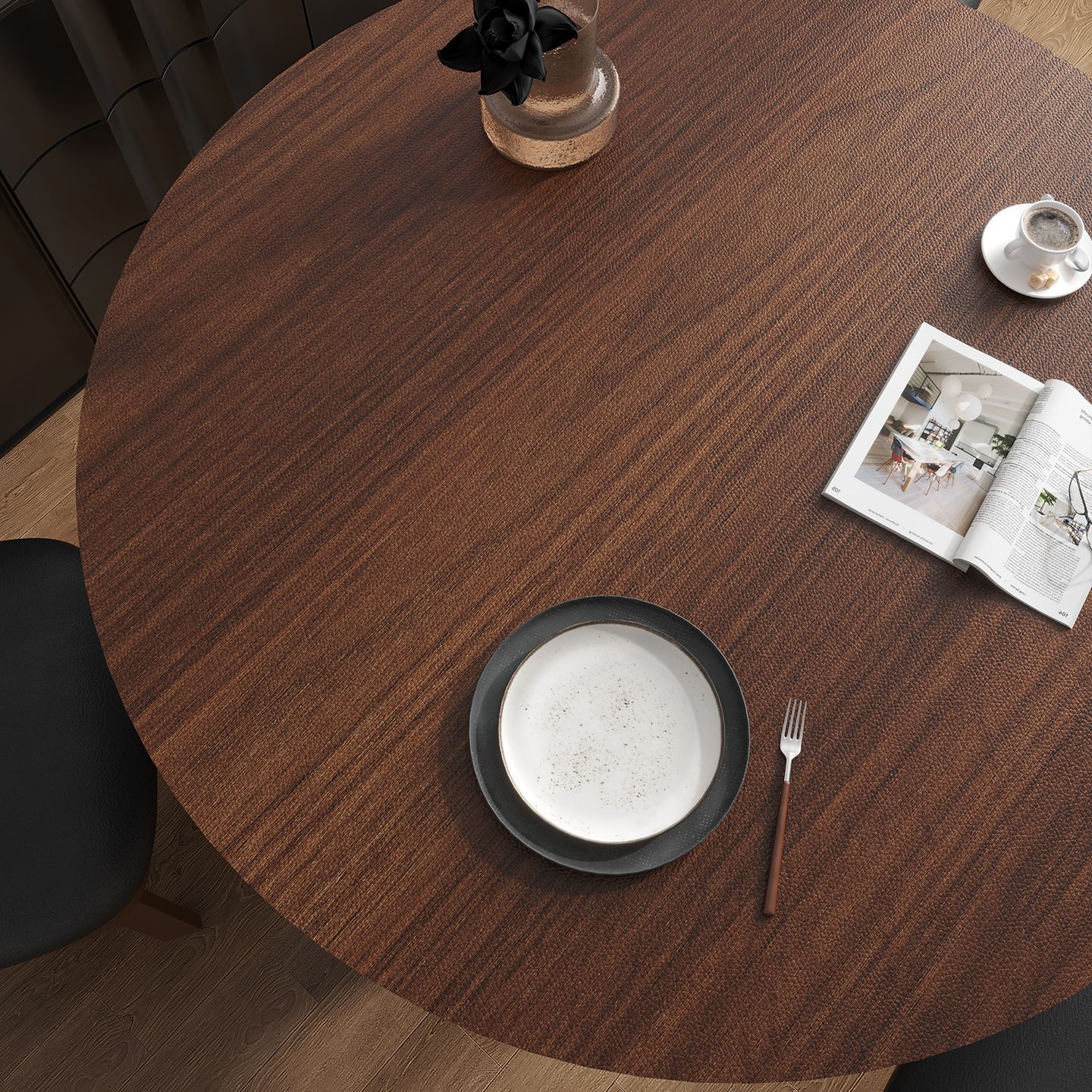 Black Walnut Style Dining Table Mat, High-End Waterproof and Oil-Proof No-Wash Insulation Mat, High Temperature Resistant Desktop Protection Placemat