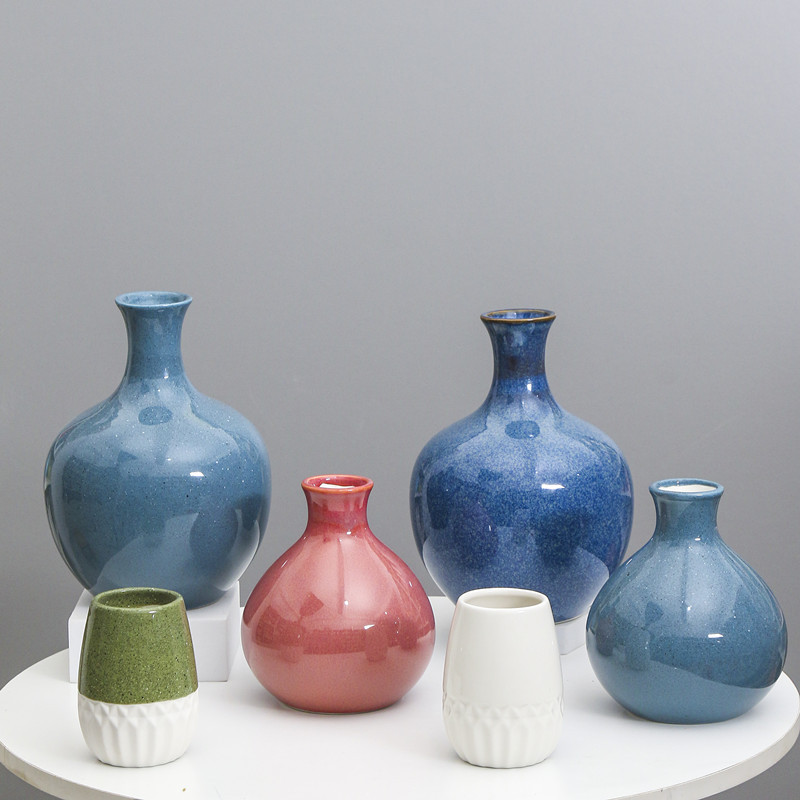 Nórdico simple ins estilo cerámica seca flor artificial florero hidropónico arreglo de flores decoración del hogar creativo decoración suave