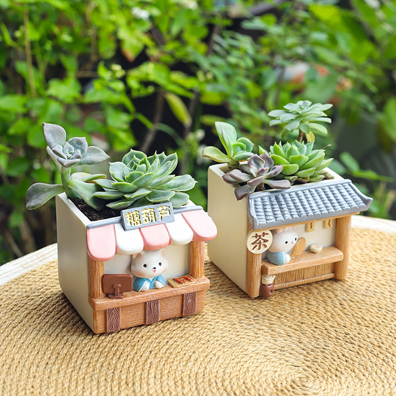 Chậu Cây Resin Chậu cây mọng nước hình trứng hoạt hình mặt lười resin, chậu mini để bàn, đồ trang trí vui nhộn (RG-189)