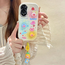 适用OPPOA96卡通时尚A57立体全包A17电镀手机壳A11X手链A3PRO清新