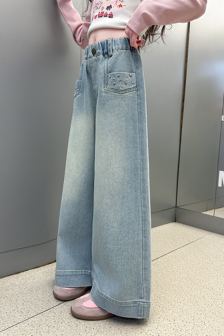 New Children's Mixed European And American Jeans With Diamonds On The Front Pocket_voghion.com