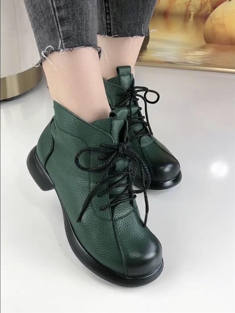 Women's Martin Ankle Boots In Soft Leather With Fleece Lining_voghion.com
