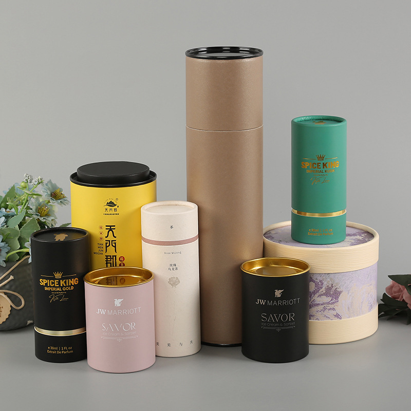 牛皮纸罐茶叶零食干果圆形罐子化妆品包装纸筒可彩印logo批发