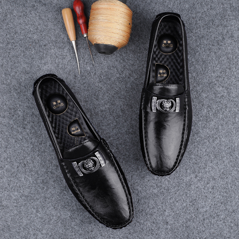 Zapatos Bean de estilo explosivo para hombres de cuero de vaca transfronterizo de alta calidad coreano de un pie zapatos para hombres perezosos zapatos casuales Lefour