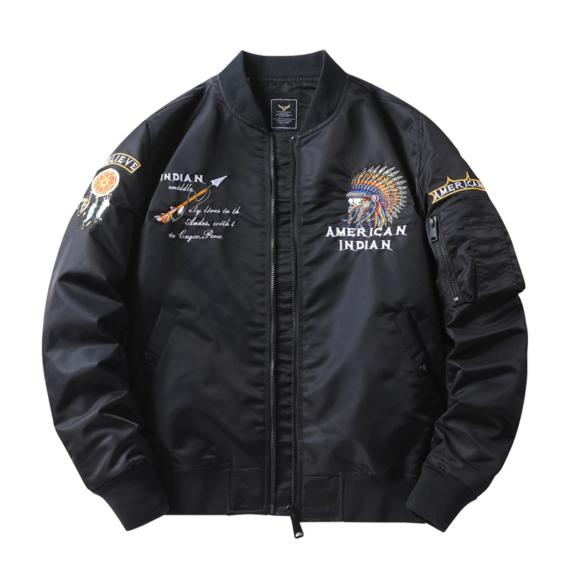 Factory Outlet Spring and Autumn American Air Force Men's Baseball Suit Coat Embroidered ma1 Aviator Jacket 22C92