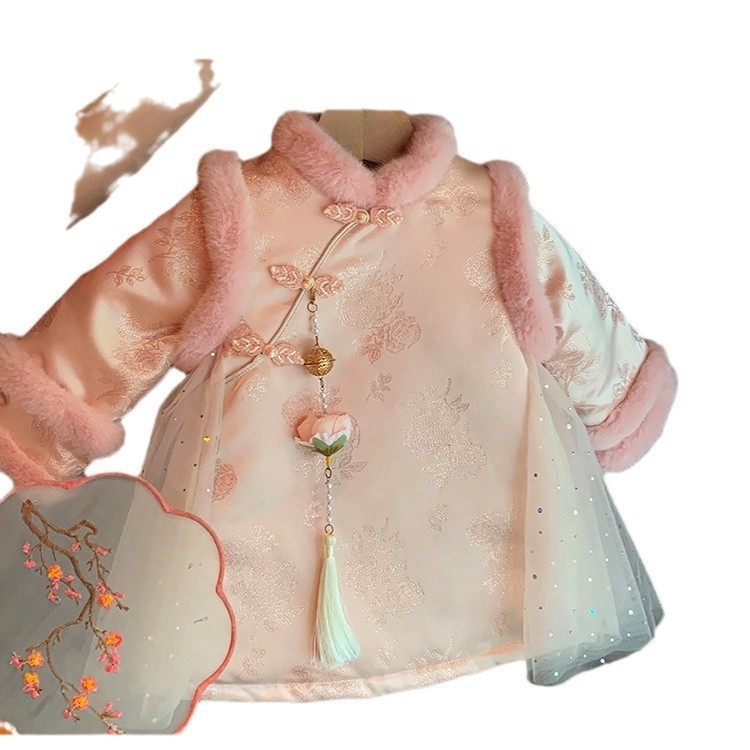 2025 nuevo vestido de aniversario de invierno para niños y niñas bebés chinos cheongsam vestido de princesa