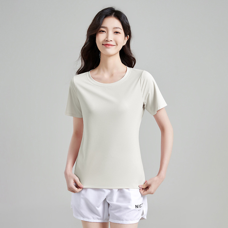 アウトドアスポーツ速乾衣夏冷感速乾tシャツ女性丸首ゆるい半袖ランニングフィットネス上着通気|undefined