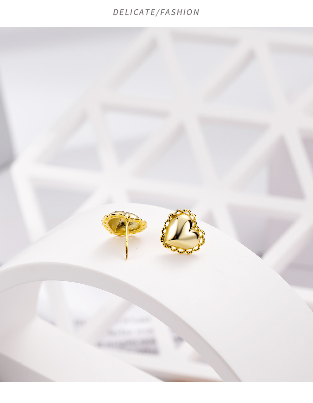Date Occasion 1 Pair 925 Sterling Silver Heart Shape Ear Studs