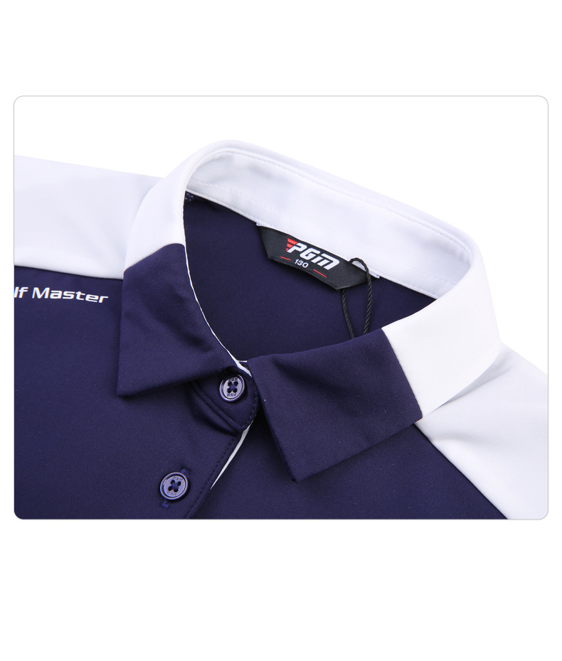 Áo thun golf dài tay bé gái PGM cổ bẻ phối sọc — YF219 màu hồng, YF548-màu trắng, YF219 màu trắng, YF548-màu xanh nước biển chi tiết 16