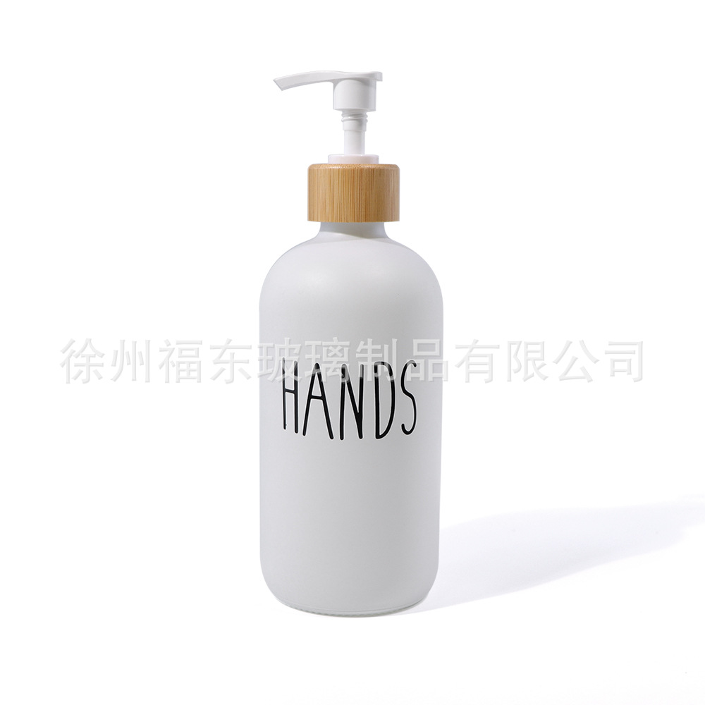 Amazon Boston desinfectante para manos transfronterizo vidrio embotellado gel de ducha botella en blanco y negro vidrio presiona la botella de cabeza de la bomba