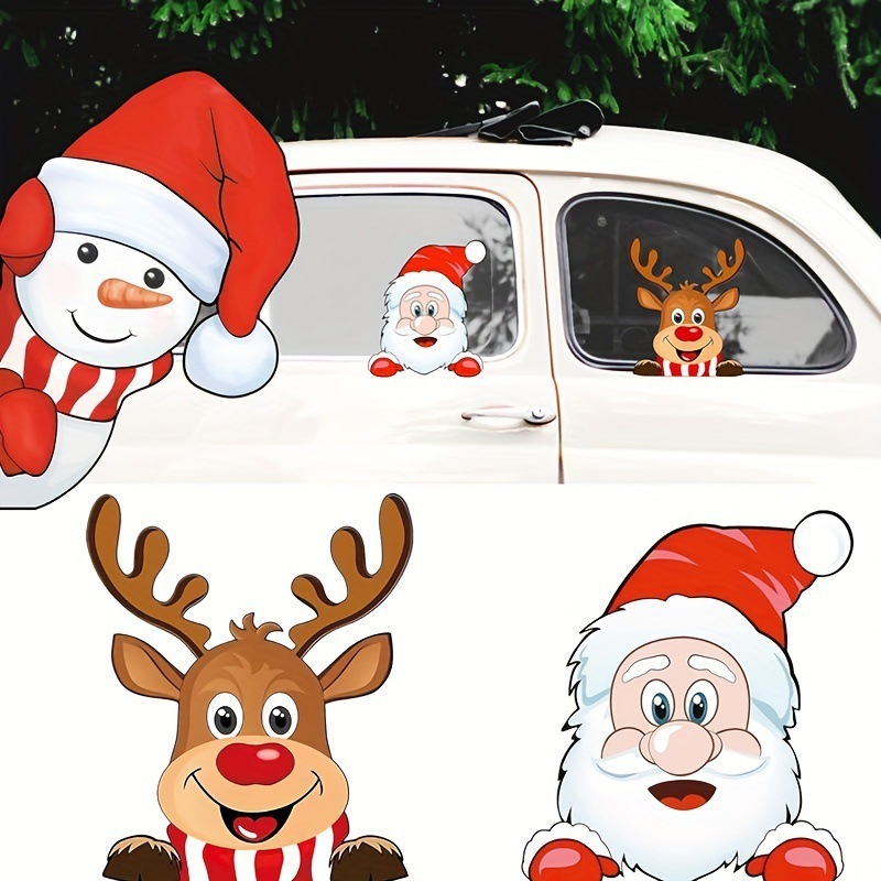 メリークリスマス車両ステッカー防水サンタクロースとトナカイウィンドウデカール車のコンピュータステッカー|undefined