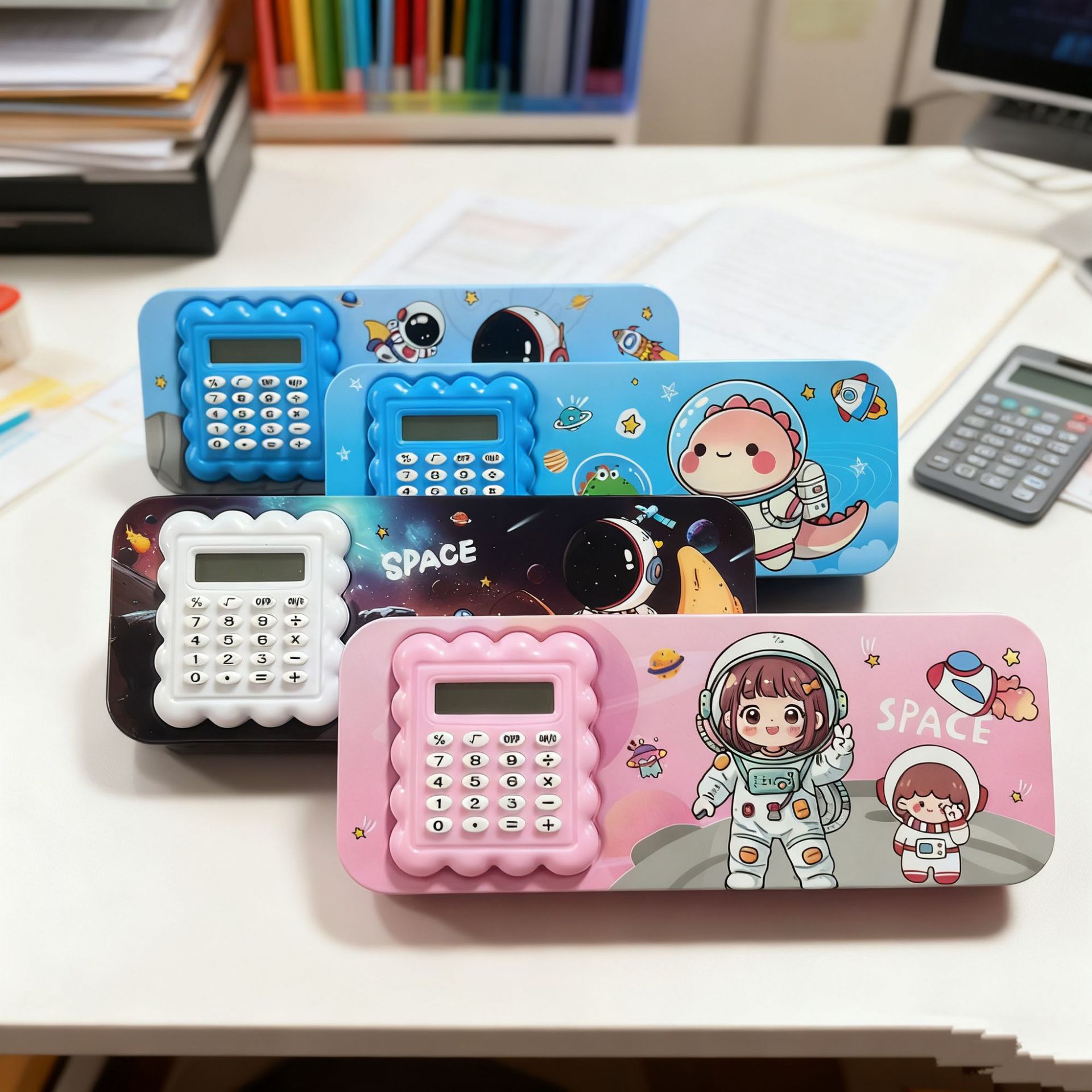 Children's cartoon plastic double-sided pencil case for students