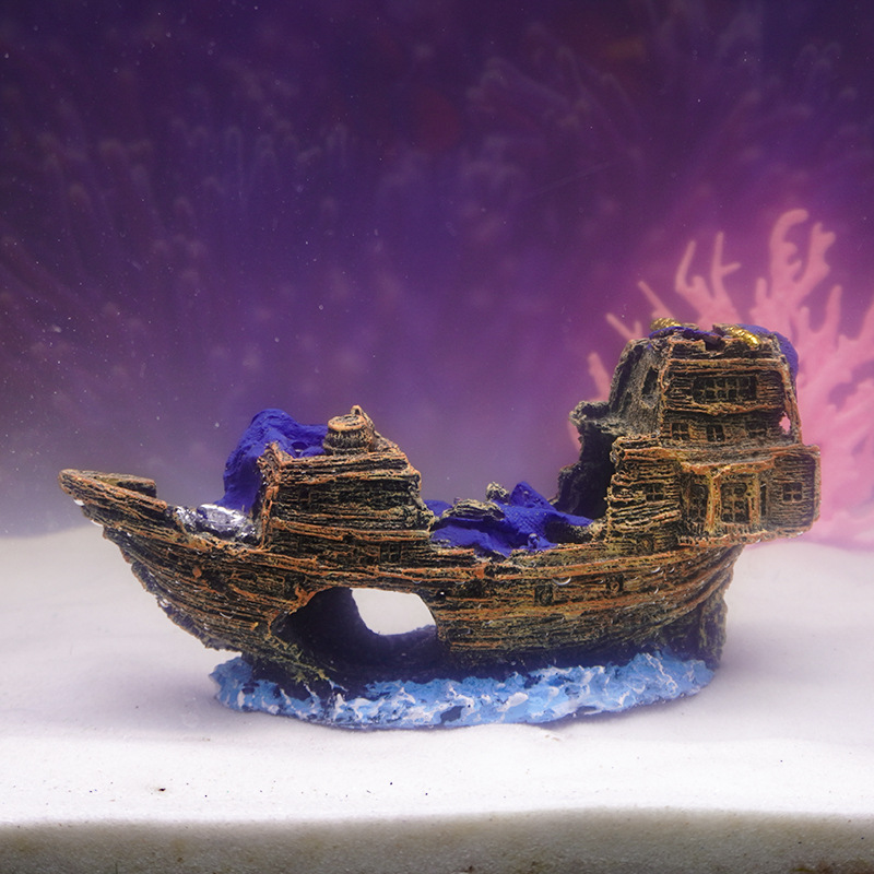 Esquiva el barco de simulación, decoración de paisajismo de acuarios, decoración de paisajismo de peceras viejas, barco pirata, naufragio, naufragio, barco pesquero