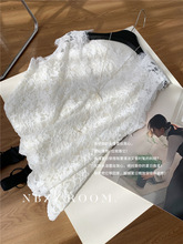 90%锦纶 法式复古蕾丝提花透视V领背心女叠穿性感无袖T恤2025夏秋