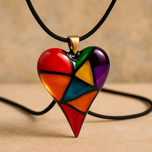 K 16899 Colorful Heart Gold Pendant Necklace ��ɫ���Ľ�ɫ��