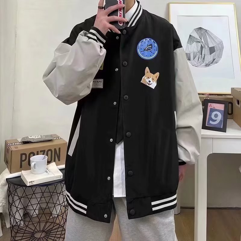 休闲棒球服外套男春秋韩版潮牌撞色夹克港风拼接潮流宽松情侣上衣