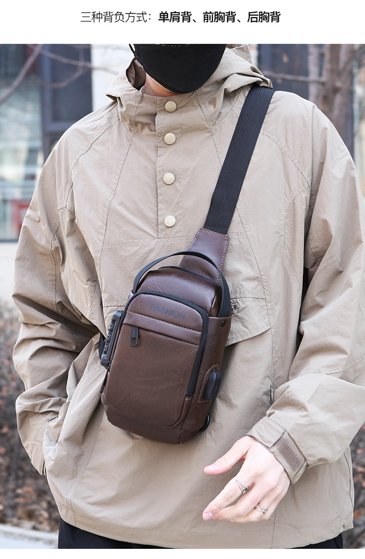 Men's chest bag, crossbody bag, anti-theft waist bag, outdoor sports bag, men's bag, crossbody bag, high-end cycling storage bag undefined