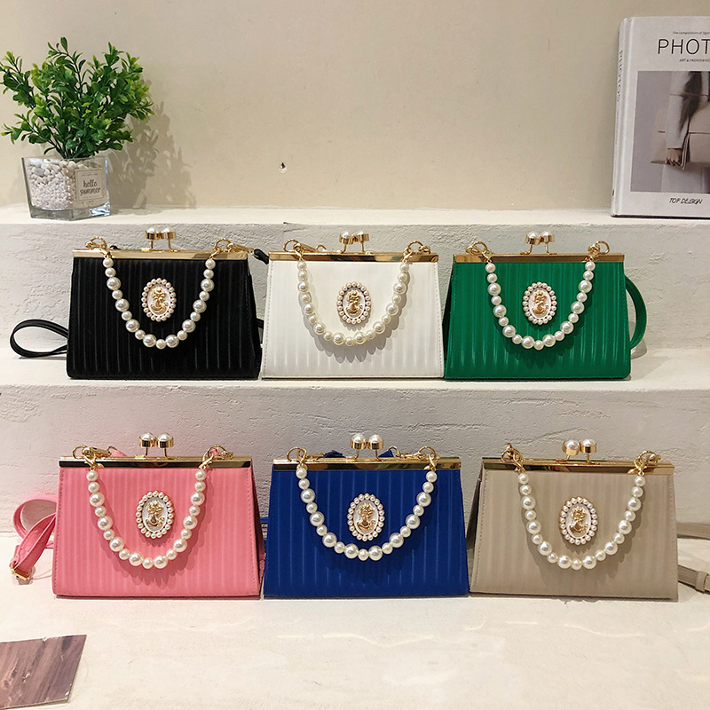 Die trendige Perlenhandtasche dieses Sommers 2023, neue Ins-Nische mit Retro-Textur, Schultertasche für Damen_voghion.com
