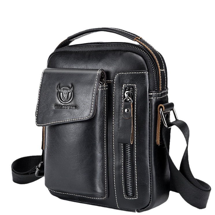 Capitán Niu cuero primera capa de piel de vaca hombro bolsa de mensajero hombres de cuero suave vertical menbag teléfono móvil bolso de hombro de los hombres