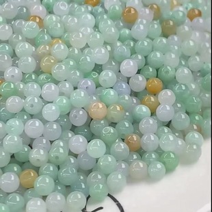 Myanmar Natural Jade a Goods 5mm Three-Color Beads Jade Beads Jewelry Hand Jewelry