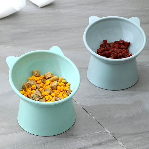 Tall bowl cat slant mouth food bowl anti-tip feeding cat bowl ins style plastic pet bowl pet bowl holder wholesale