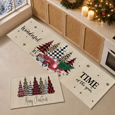 festive atmosphere decorative carpet, water-absorbent, Avtomobil döşəmə paspasları - truck-christmas-season-4060cm