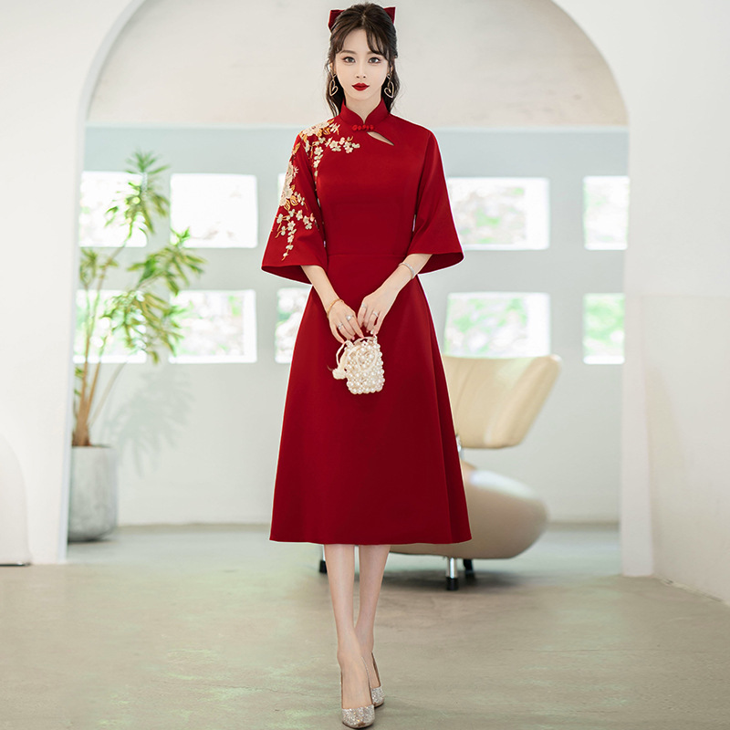 Maternity Dress for Toasting, Bride's Tummy-Covering Wine Red Spring Homecoming Casual Dress, Plus-Size Gown for Plus-Size Women, Wedding Dress Maternity Dress for Toasting, Bride's Tummy-Covering Wine Red Spring Homecoming Casual Dress, Plus-Size Gown for Plus-Size Women, Wedding Dress
