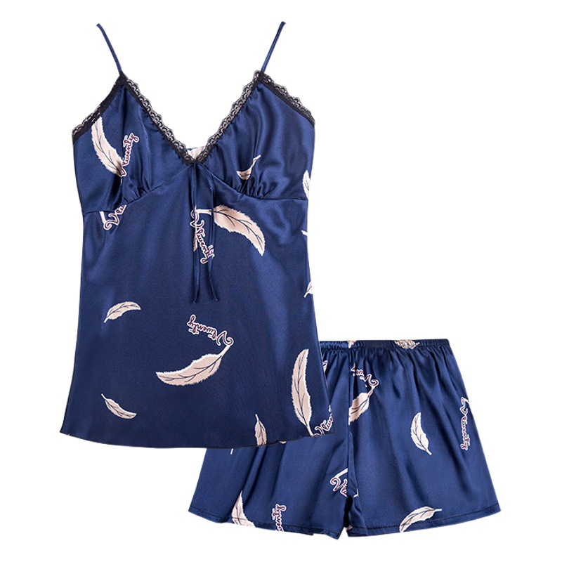 Transfronterizo nuevo hielo de seda pijamas de las mujeres gordita chica más tamaño Correa pantalones cortos de seda sexy ropa de casa 1123