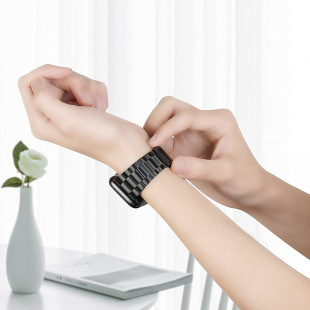 One-Piece Ultra-Thin Three-Bead Stainless Steel Metal Fashion Watch Strap Suitable for Apple Watch Strap Iwatchs10 Watch Strap