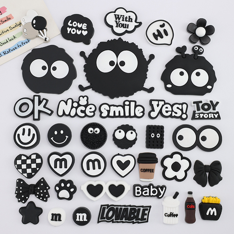 Large Coal Ball DIY Soft Rubber Patch for Clogs, Slipper Accessories, Earphone and Phone Case Airbag Stand, Refrigerator Magnet Large Coal Ball DIY Soft Rubber Patch for Clogs, Slipper Accessories, Earphone and Phone Case Airbag Stand, Refrigerator Magnet