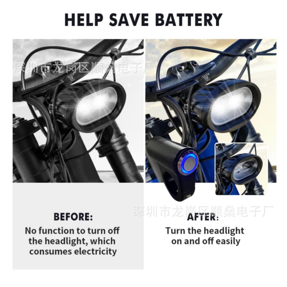 Motorcycle Handlebar Modification Accessories, Round Metal with Led Light, High-Button Aluminum Alloy Switch with Dual Waterproof Plug
