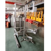 普尔夫304不锈钢半电动堆高车油桶翻转倒料车手动防爆叉车非标