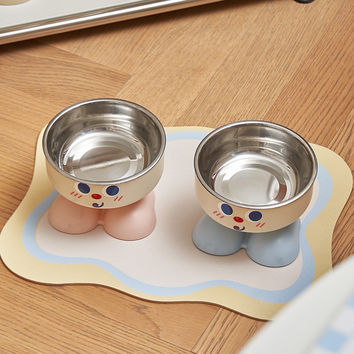 Tazón de gato de alto valor facial para mascotas de acero inoxidable Tazón de pie alto para gatos Tazón de agua Tazón de arroz para perros Tazón de gato antideslizante Tazón de gato Tazón de mascotas