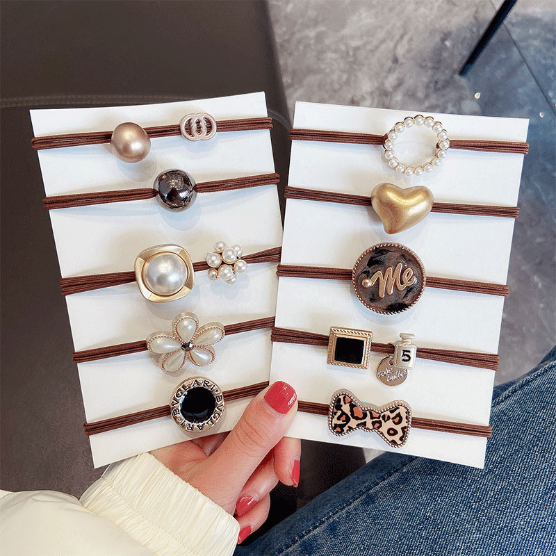 Curry Hair Tie Leather Cover Japanese Style Hair Rope Female Girl Fashion Simple Hair Band Hair Band Small Maruko Head Rope