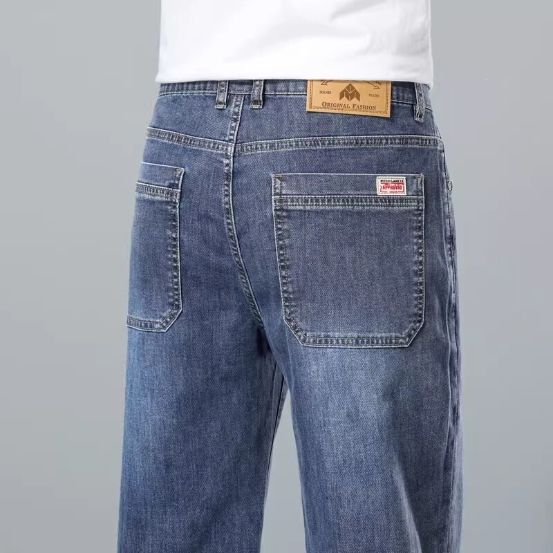 Men's Stretch Jeans, Loose Straight-Leg Pants, Youth Business Fashion Brand, Versatile Casual Pants, Wear-Resistant Work Pants
