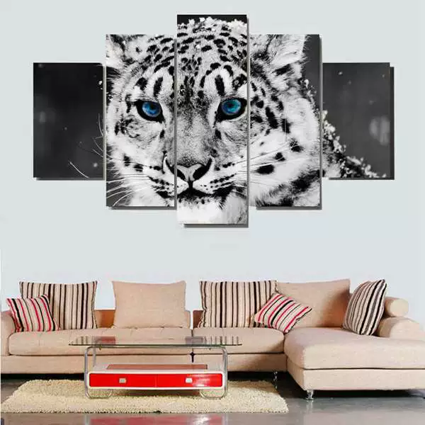 «1, 5 union gray -white canvas leopard head spray painting oil painting hanging painting without frame i173826a1»