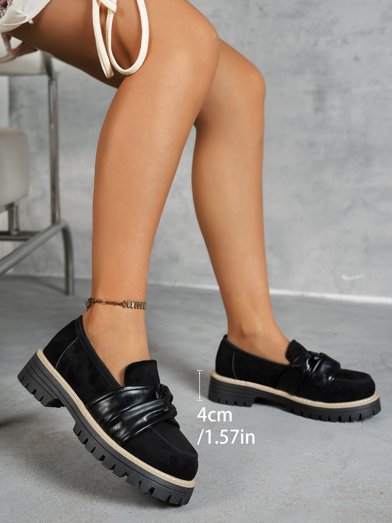Damen Plateau Loafer Im Britischen Stil Elegante Halbschuhe_voghion.com