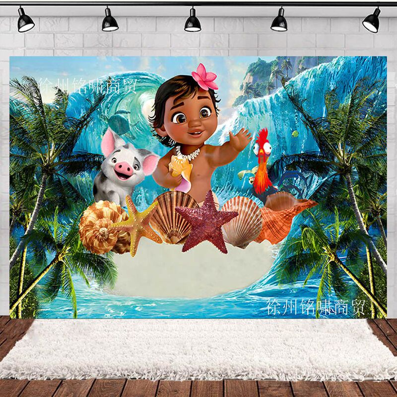 Moana Princess Moana Children's Birthday Party Photo Photography Background Cloth Scene Decoration Banner Props Moana Princess Moana Children's Birthday Party Photo Photography Background Cloth Scene Decoration Banner Props