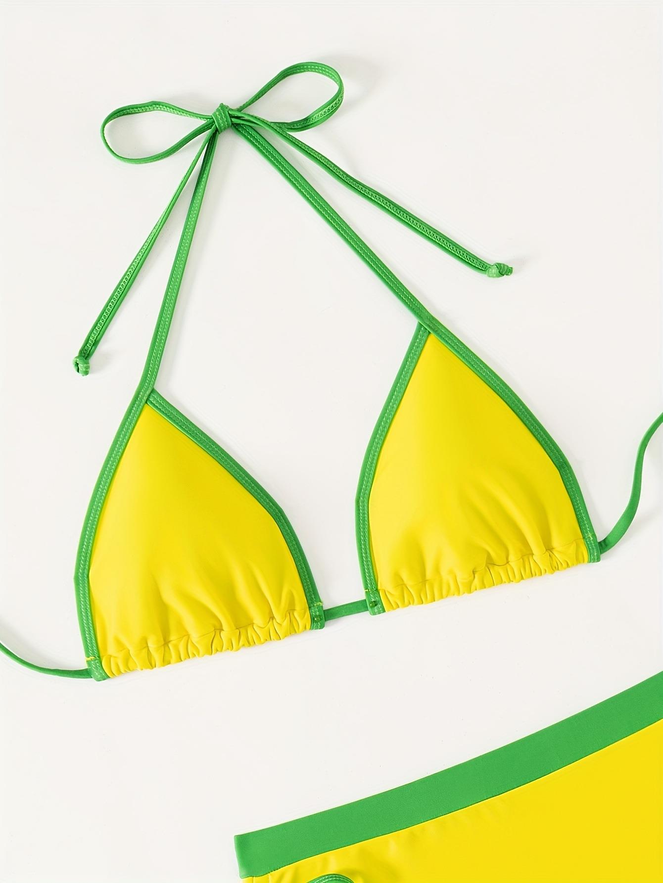 Set bikini tre pezzi color block costume da bagno sexy_voghion.com