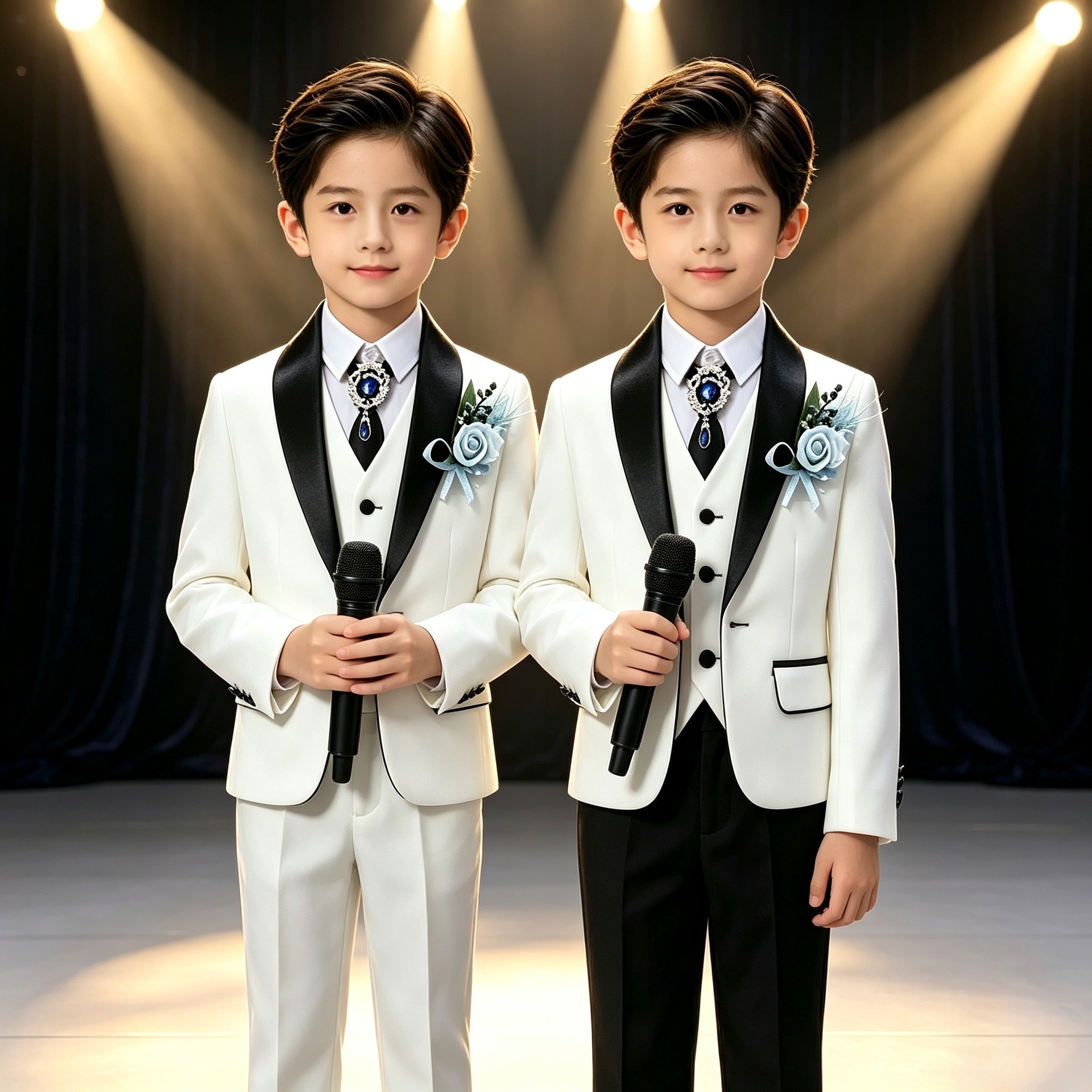 Boys' Suit Set 2026 New Model Host Dress Piano Performance Children's Stage Outfit White Suit British Style