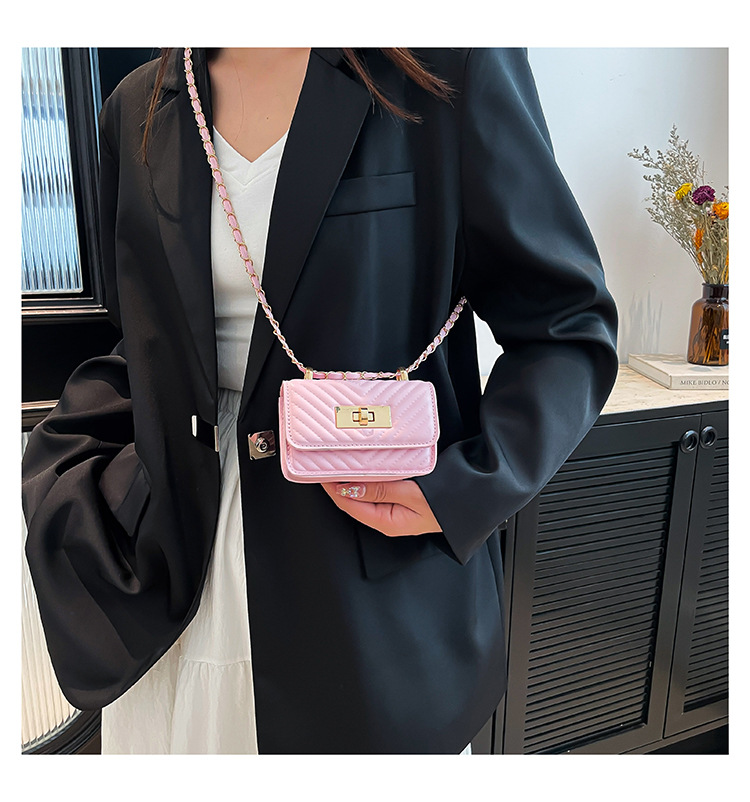 Women's Gender Women's Pu Leather Chevron Streetwear Sewing Thread Square Flip Cover Square Bag